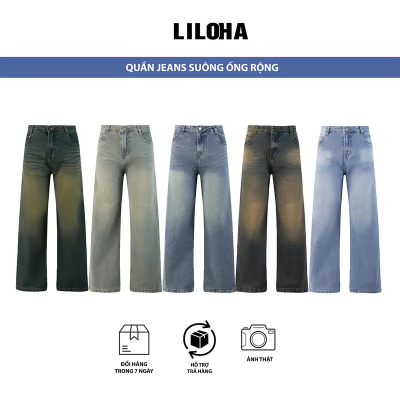 QUẦN JEANS XUÔNG ỐNG ĐỨNG LILOHA WASH NHIỀU MÀU QX01