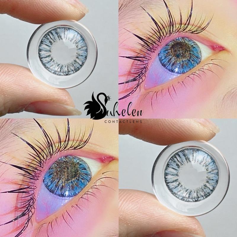 (0 Độ) KíNH ÁP TRÒNG MÀU XANH( NAiL )kẻ sọc bảng to Giãn to 14.5 Lens mắt Nữ