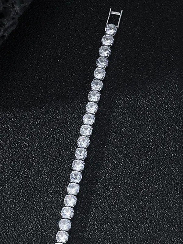 Men's Street Trend Rhinestone Decor Chain Bracelet, Trendy Exquisite Hip Hop Matching Bracelet, Chic Iced out Jewelry As Gift for Men 8