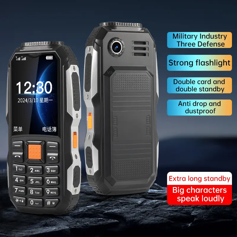 Điện Thoại Di Động Nút Nhấn Ngoài Trời, Chắc Chắn, Giá Thấp, SIM Kép, Chống Sốc, Bền, Hai Đèn Pin, Thích Hợp Cho Người Già, Dung Lượng Lớn, Màn Hình Lớn, FM, MP3, MP4