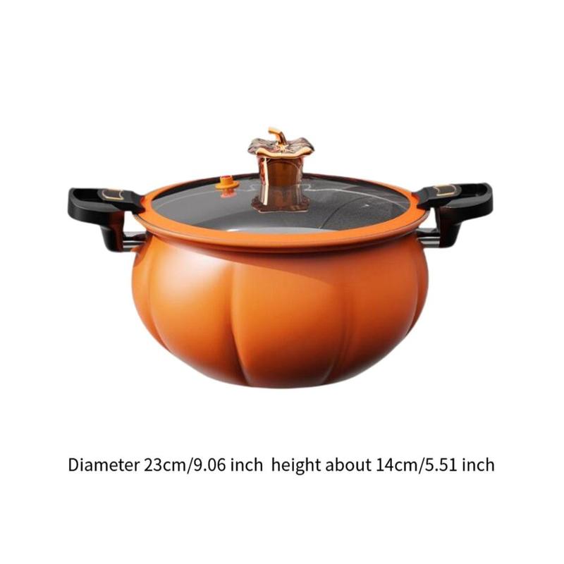 Product Introduction of Pumpkin Shaped Soup Pot Micro Pressure Cooker 5L with Cover,Easy Clean,Cookware Cooking Pot Saucepan for Cereals Pasta Noodle 0