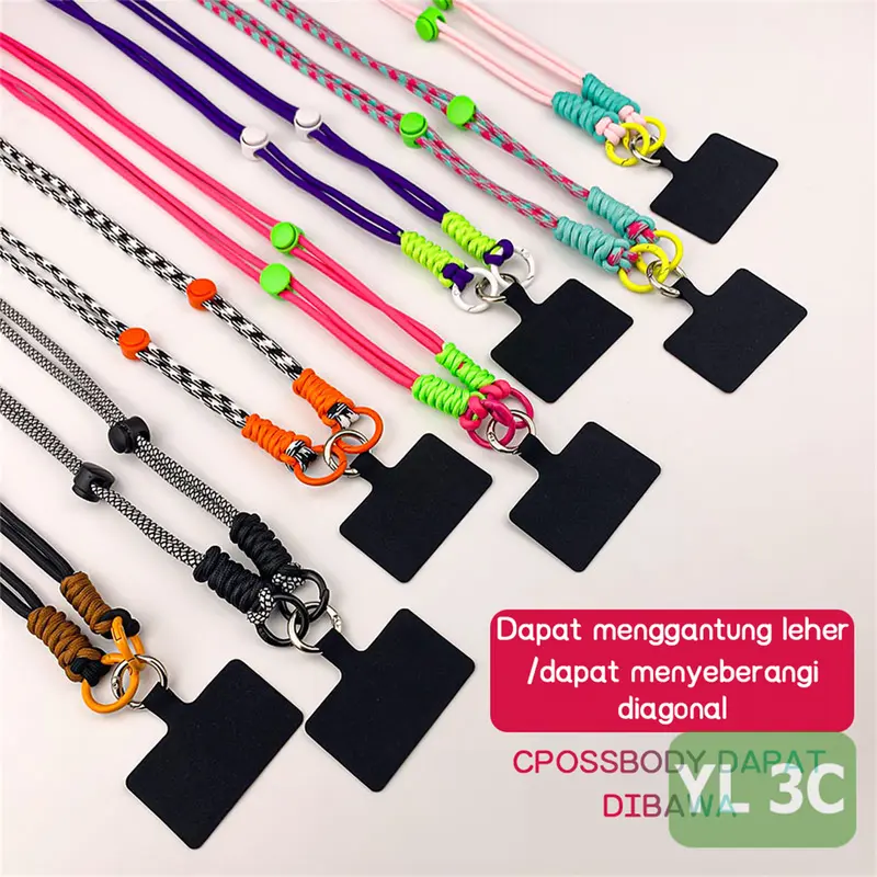 Tali Hp Gantungan Kalung Tali Dikepang Yang Dapat Disesuaikan Tali Ponsel Selempang Rantai Gantung 1