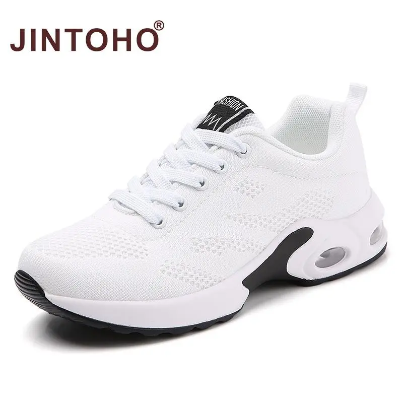 JINTOHO Women Flats Shoes Lightweight Sneakers  Running  Breathable Mesh Air Cushion Jogging  Shoes