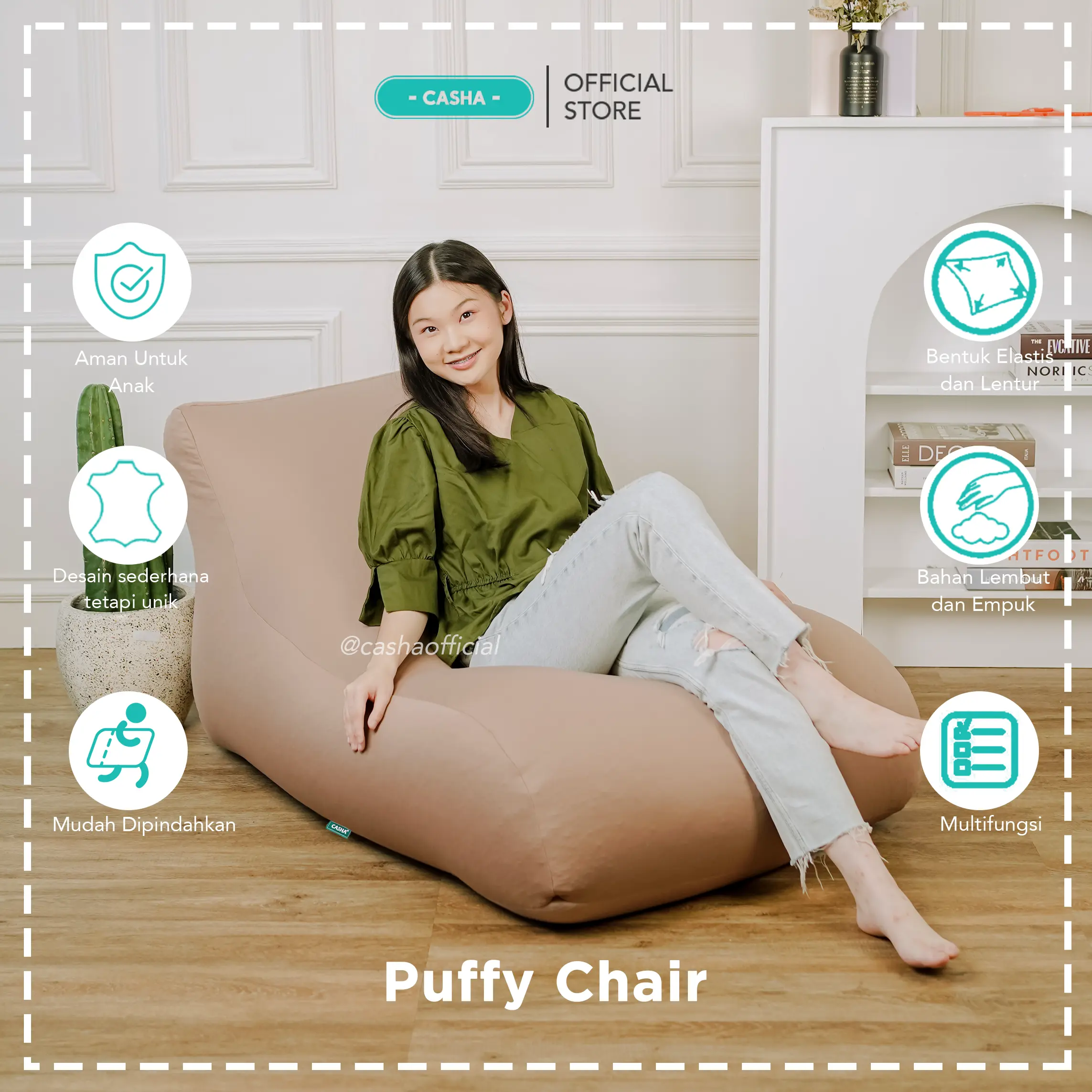 CASHA Puffy Chair - Kursi Santai - Sofa Elastis - Size Besar - Sofa Lantai Estetik Furniture