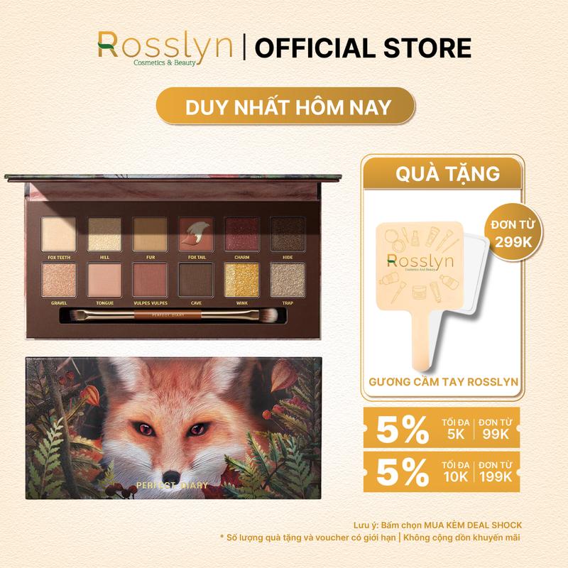 Bảng Phấn Mắt PERFECT DIARY 12 Màu Sắc Tông Lì Và Ánh Nhũ Lấp Lánh Kèm Cọ Trang Điểm Cao Cấp 14g