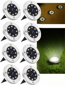 Luces solares de suelo JT Morolux, luces LED tipo disco, blancas, resistentes al agua para exteriores: senderos, jardín, césped, pasadizos y entradas de vehículos.