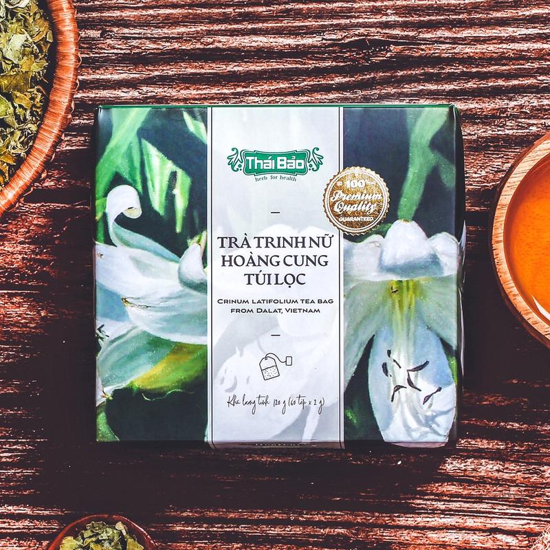 Trà trinh nữ hoàng cung túi lọc Langfarm x Thái Bảo -Thảo mộc cho sức khoẻ thơm dịu vị thiên nhiên sản xuất tại Đà Lạt - Mẫu pastel art 60 tép