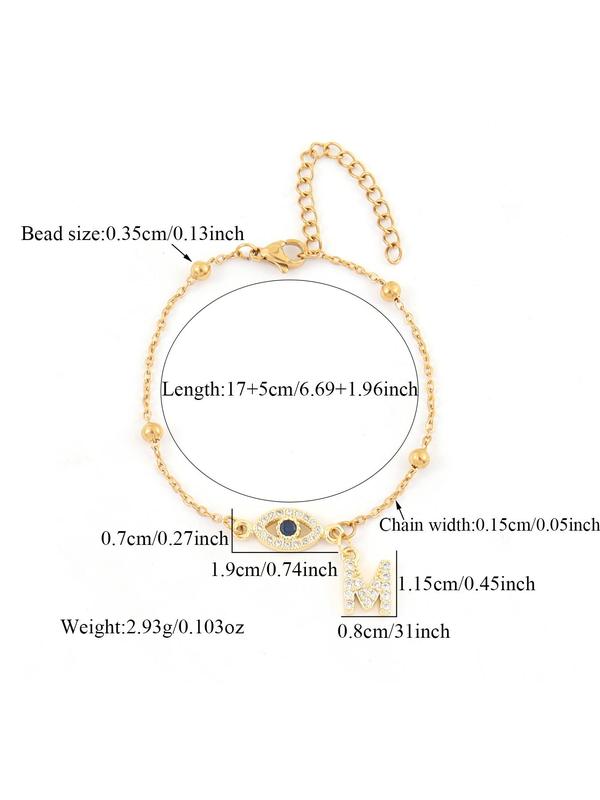 Eye Design Bracelet, Fashionable Letter Charm Decor Bracelet for Women & Girls, Trendy All-match & Exquisite Jewelry for Birthday Gift 1