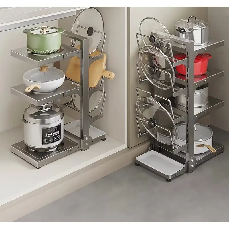 Kệ để xoong nồi nhiều tầng 4+3 tầng có thể điều chỉnh lên xuống 6