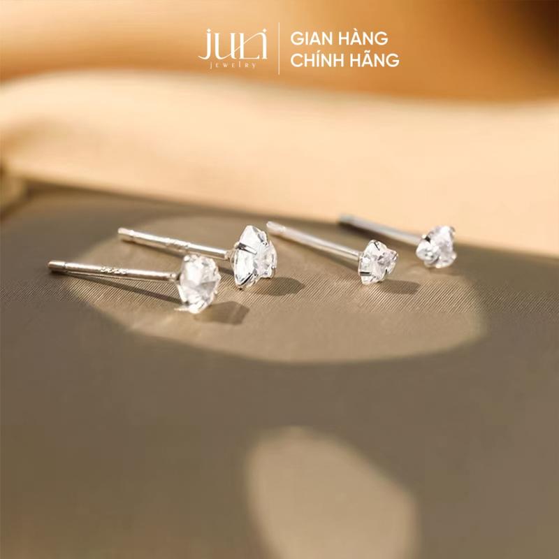 [Khuyến Mãi]Bông tai bằng bạc Ý trắng sáng lấp lánh, đính Kim Cương sang trọng Hot trend|KT1031 JULI 4