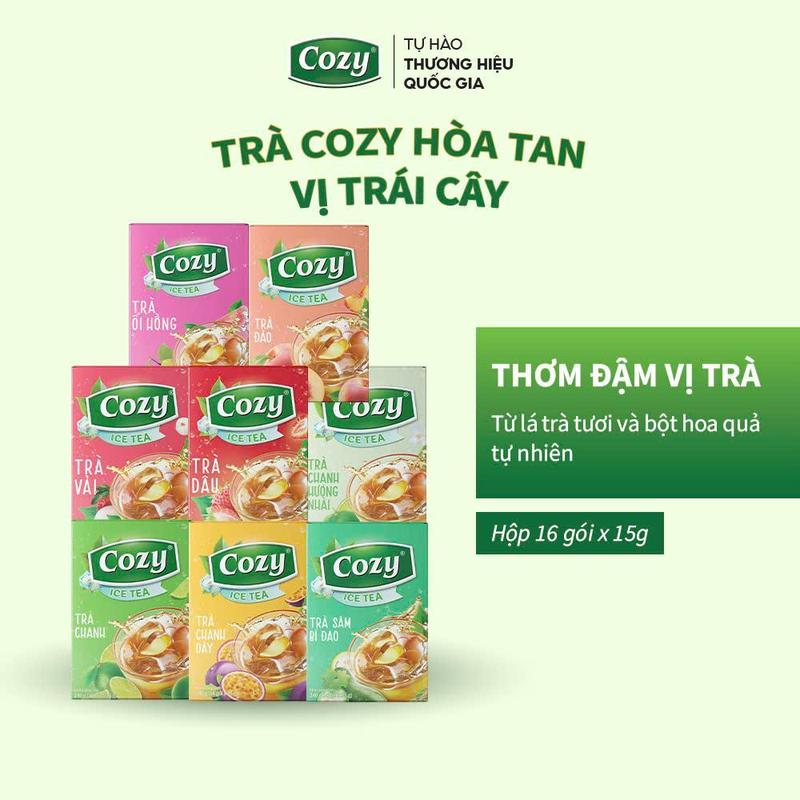 Voucher 15k - Lộc Đón Xuân Combo 8 Trà Hòa Tan Cozy Tea Gồm Các Vị Trà Đào Dâu Vải Chanh Dây Trà Chanh Sâm Bí Đao Trà Chanh Hương Nhài Ổi Hồng Nước Trà Thơm Chè Sạch Tươi Nguyên Chất Hộp 16 Gói