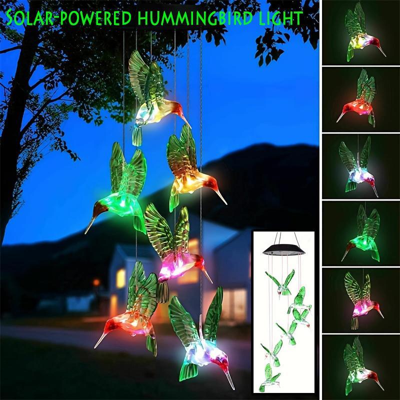 Solar Wind Chimes, Solar Color-changing Hummingbird Wind Chimes, Suitable for Garden Patio Decoration, Souvenir Gifts for Family and Friend 7