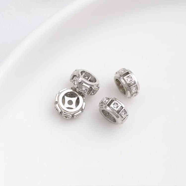 Product Introduction of Phụ Kiện Trang Sức Chuỗi Thủ Công Hạt Specar Cỏ Ba Lá Trái Tim Zircon Bạch Kim Mạ Đồng, Hạt Specar Lỗ Lớn 19