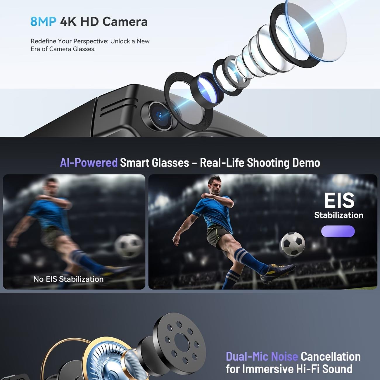 AI Smart Video Glasses with Camera and Photo Capabilities, featuring an 8MP camera, 1080P HD video recording, 4K resolution, - Image 4