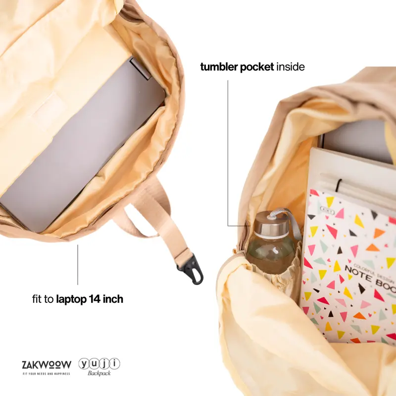 Zakwoowstyle Yuji Backpack FREE KEYCHAIN | Ransel Crinkle Lucu Anti Air Pink | Ransel Unisex 3