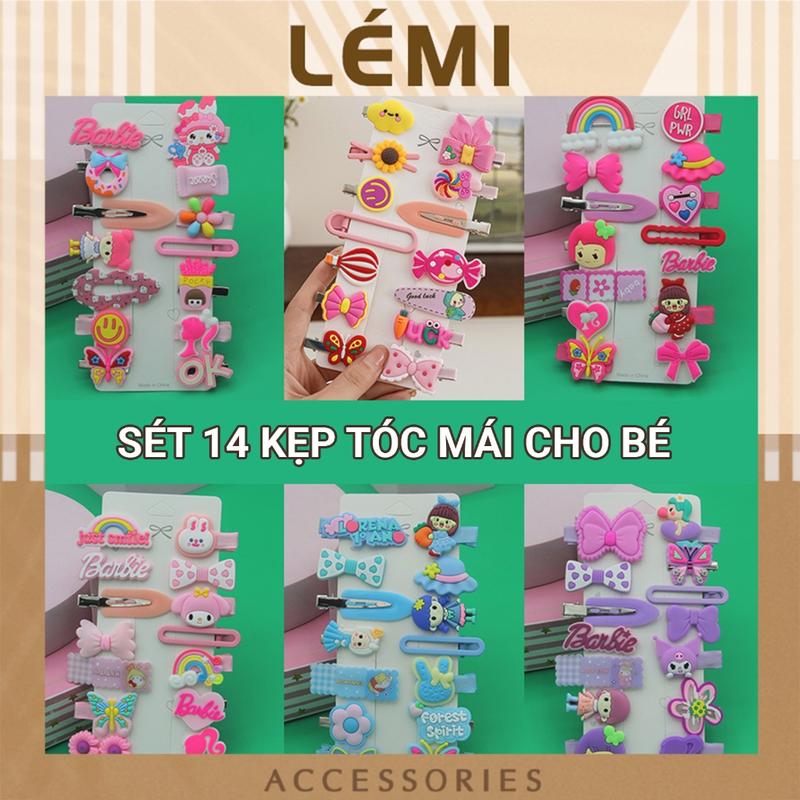  Sét 14 kẹp tóc mái hoạt hình cho bé Kẹp tóc mỏ vịt cho bé nhiều màu dễ thương Lémi Accessories   Phụ Kiện Tóc 