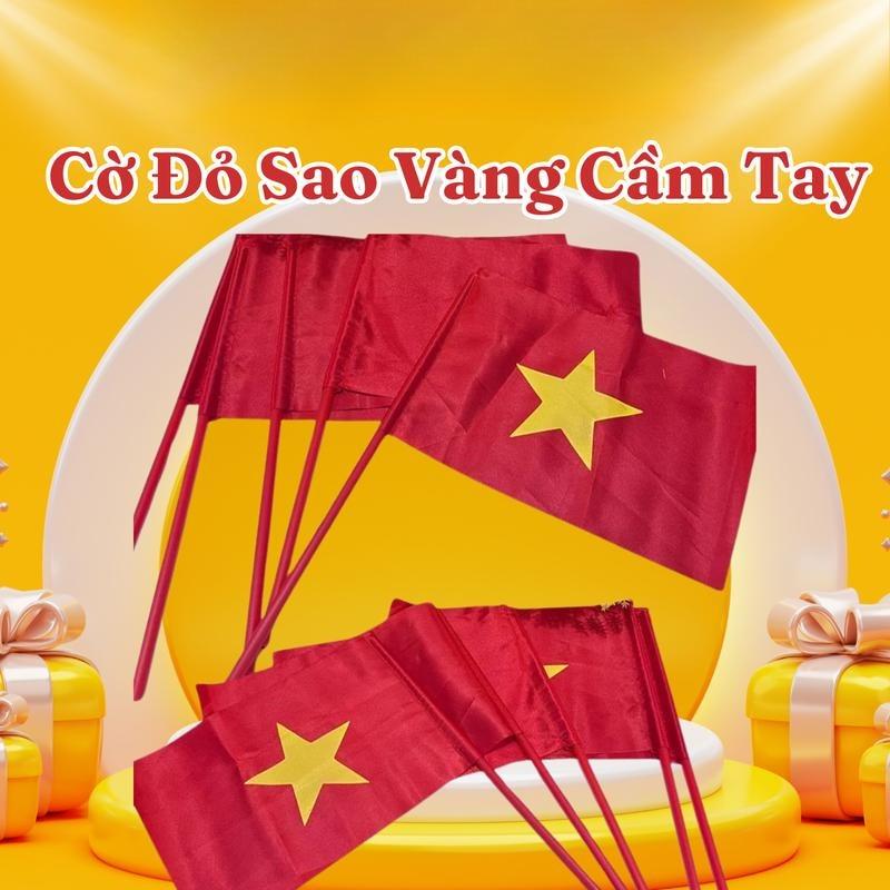 [GIÁ TỐT] Combo 10 Cây Cờ Vẫy Cờ Đỏ Sao Vàng Cầm Tay Loại In 1 Mặt Vải Hàng Đẹp 4