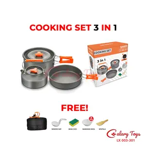 SPEEDS Alat Masak SET Mini Camping Cooking Nesting Stove Ceret Kompor Cookware 3in1 Portable Tas Outdoor Ringan 003-301