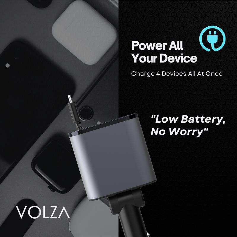 Product Introduction of Volza Retractable Charger (4in1) Kabel Fast Charging Cable Adaptor Aluminium Panjang iphone 19