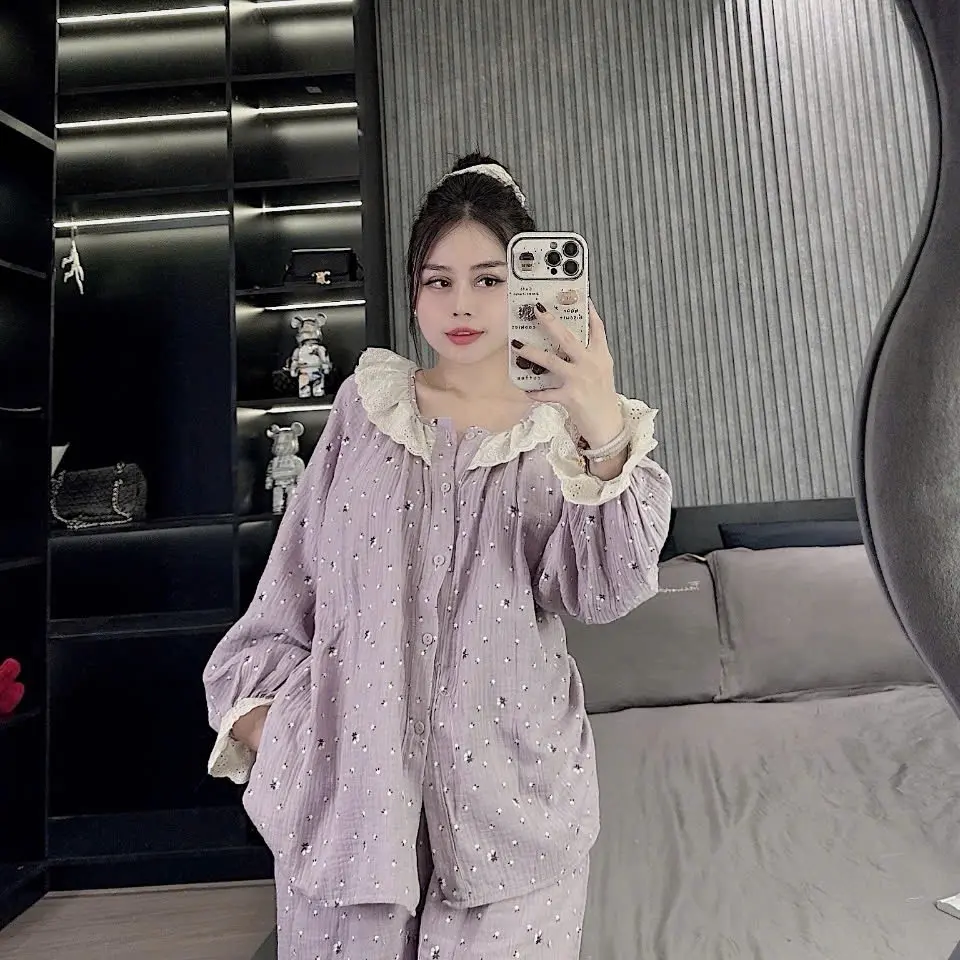 Set Bộ Sơ Mi Cổ Bèo Kèm Quần DD, chất xô muslin cao cấp Women áo dài