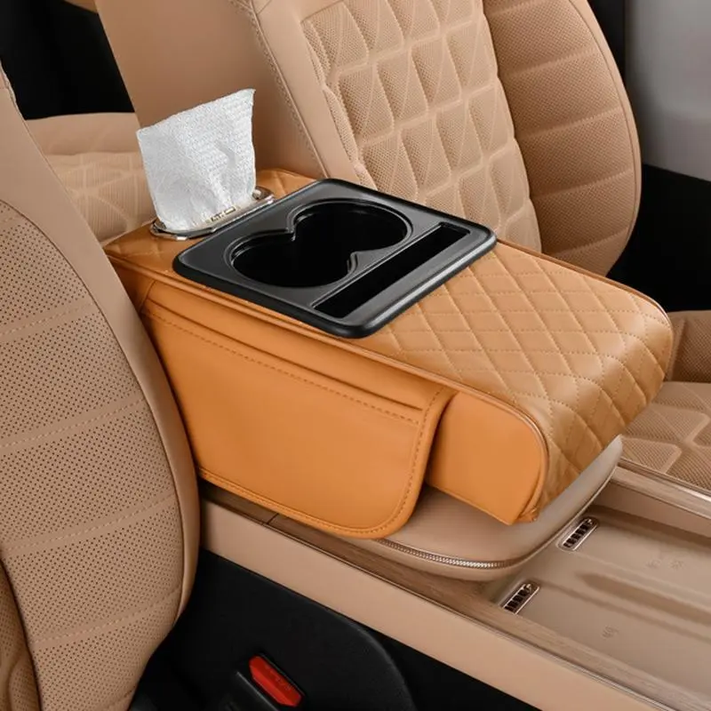 Car Center Console Armrest Pad with Cup Holder, Comfortable Car Armrest Cover with Side Storage Pocket, Universal Car Interior Accessories for Women & Men 7