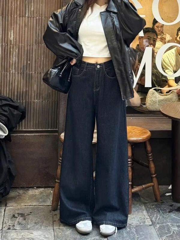 [Bigsize]Quần jean xanh than ống suông dài chạm gót, form rộng hàn quốc che khuyết điểm, gọn đùi cực đỉnh đủ size 55-100kg