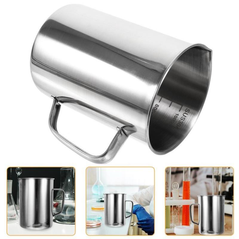 New Stainless Steel Laboratory Beaker 500ml 1000ml Measuring Cups Graduated Espresso Mugs Kitchen Tool 1