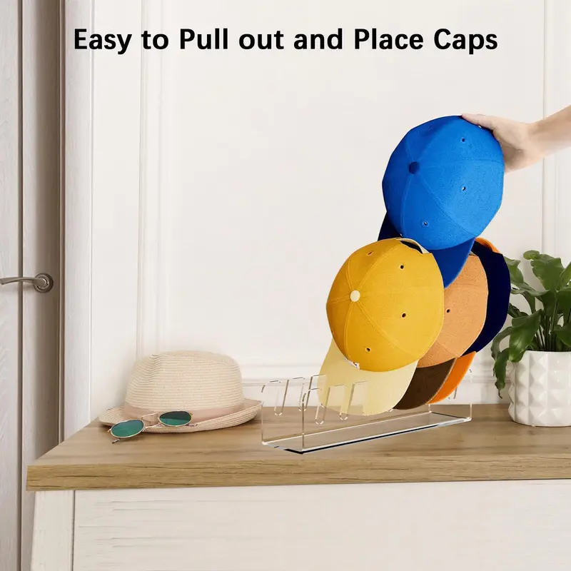 Acrylic Hat Stand, 2 Counts Baseball Cap Display & Storage Rack, Hat Holder for Bedroom, Closet, Dresser, Home Organizer 6