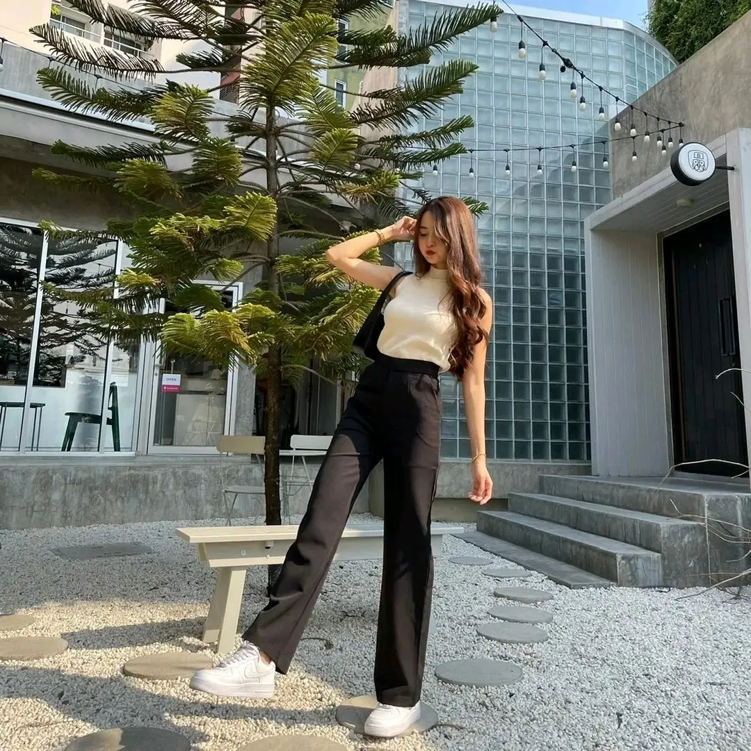 loose pants trousers wanita anti kusut️️ Celana Panjang