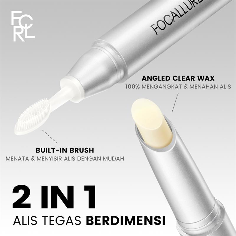FOCALLURE Eyebrow Gel 3D Double-headed Transparent Eye Brows Wax Waterproof Long-Lasting Smooth Wild Brow Styling Soap 1