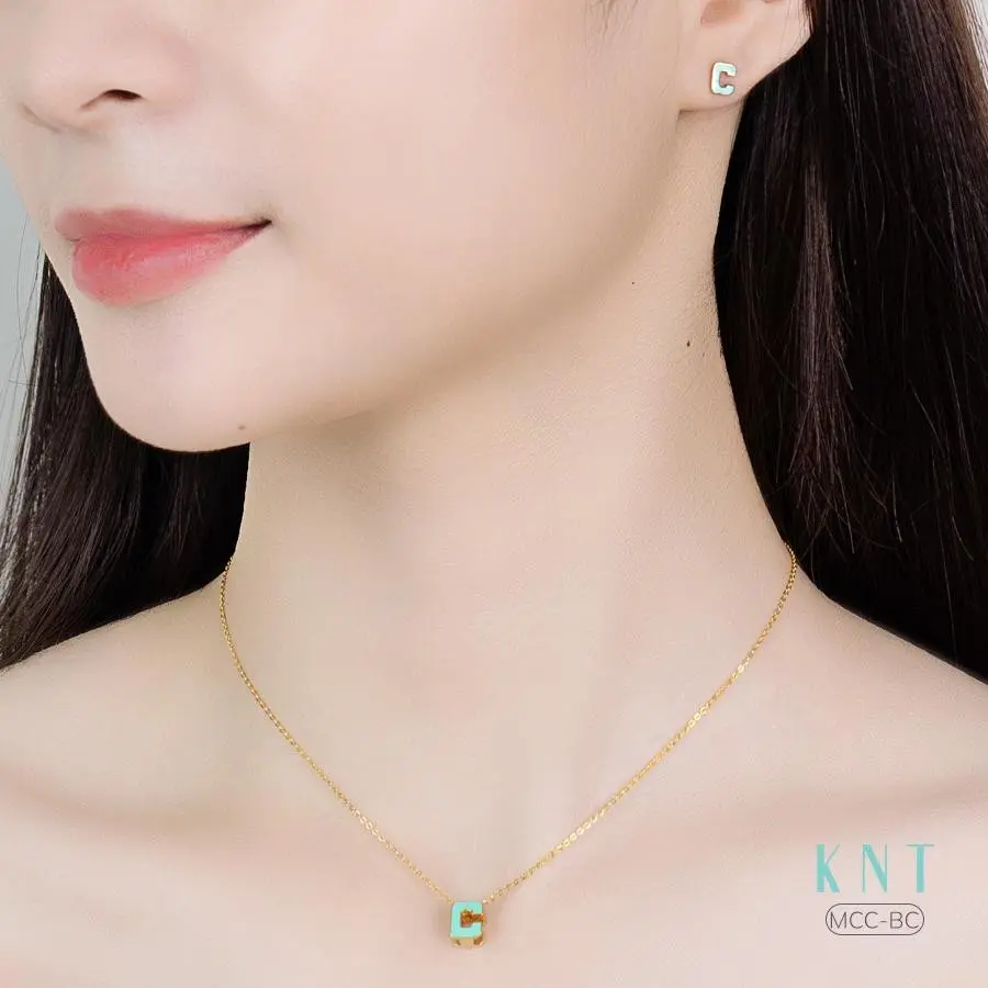 Dây Chuyền vàng tây 10k “Sea LA Vie” Chữ A tráng men phong cách hiện đại - Dây chuyền nữ [Kim Ngọc Thủy]