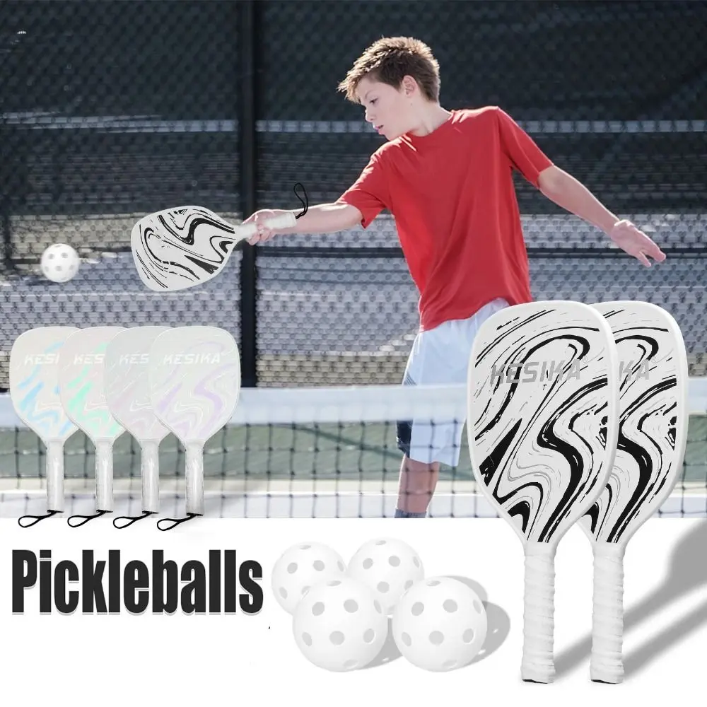 Ergonomic Cushion Grip Wooden Pickleball Paddles Lightweight Portable Pickleball Training Equipment 4pcs Pickleball Balls Easy To Use Pickleball Paddle Set Gifts