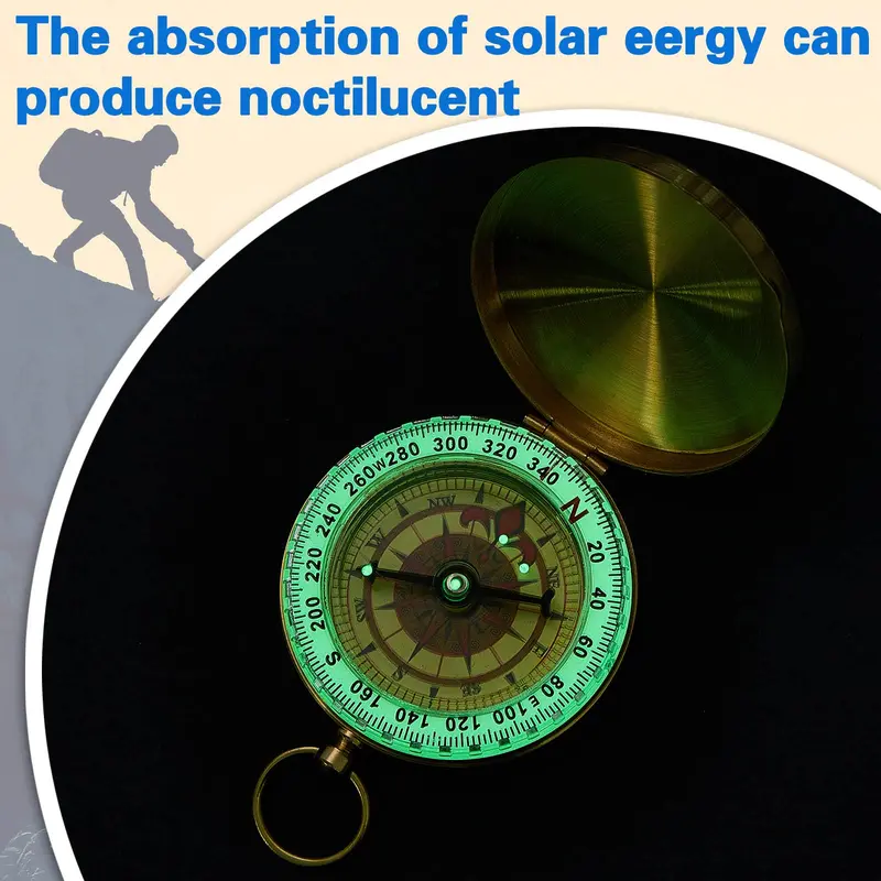 Vintage Compass Pocket Watch, Portable Compass Pendant with Night Light Function, Outdoor Camping Hiking Compass, Multifunctional Compass for Outdoor 3