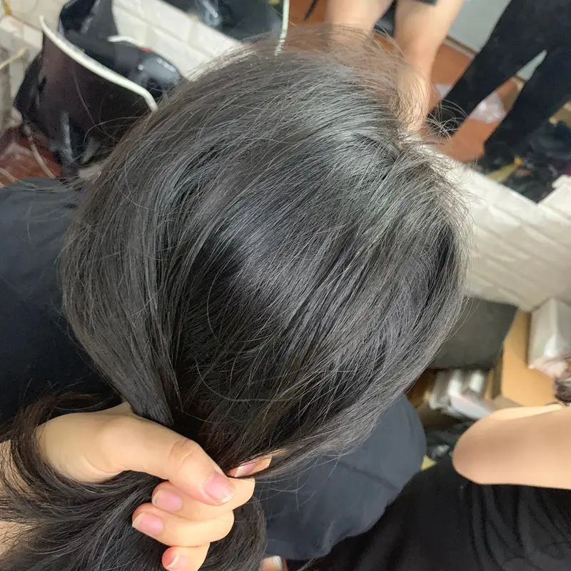 Siêu Da mono bản lớn 12* 13,rẽ nhiêu ngôi , móc full k đường may Tóc giả  phủ mái hói siêu da từ tóc thật, che hói , che bạc đỉnh đầu, tóc mái dài 4