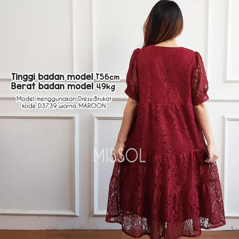MISSOL Dress brukat formal midi lengan pendek flare D3739 1