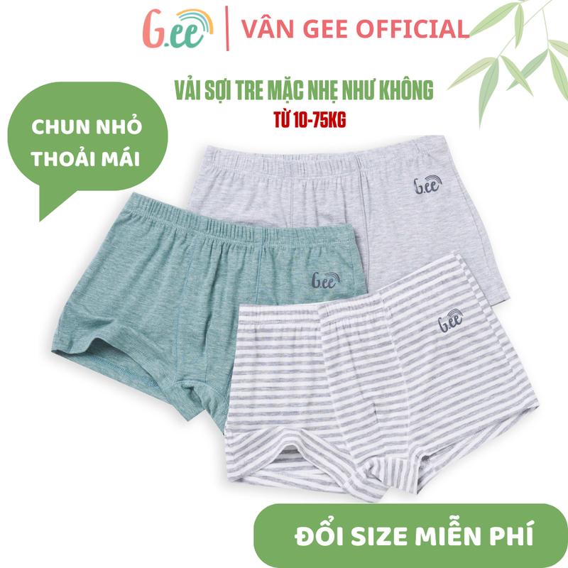 Quần chip bé trai, quần lót, set 3 quần sịp bé trai gỗ sồi, sợi tre mềm mại co dãn bé mặc thoải mái cả ngày