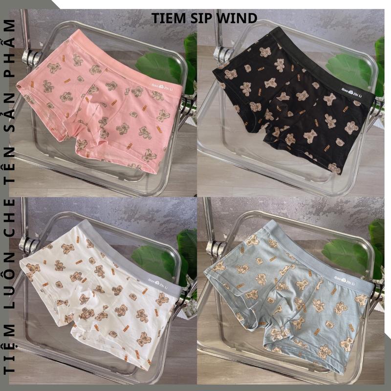 Quần lót nam cute chất cotton mềm mát co giãn 4 chiều thấm hút mồ hôi tốt WIND GẤU Boxers Trunks Washed trunks cute đồ lót sip nam quanxi nam Quần Boxer Sịp