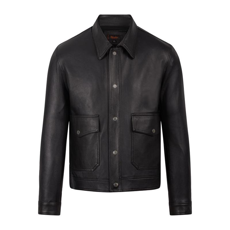 Áo khoác da nam, áo da thật Ftt Leather cổ bẻ túi hộp bụng da cừu cao cấp Menswear Jacket  mã AD410C