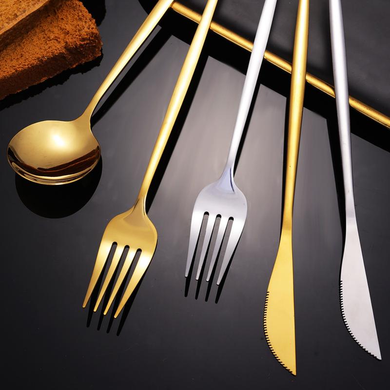 Product Introduction of Stainless Steel Forks Spoons Western-style Food Steak Tableware Simple High-quality Gold Silver Soup Spoons Thin Style Portuguese Tableware for Kitchen Restaurant Hotel 17