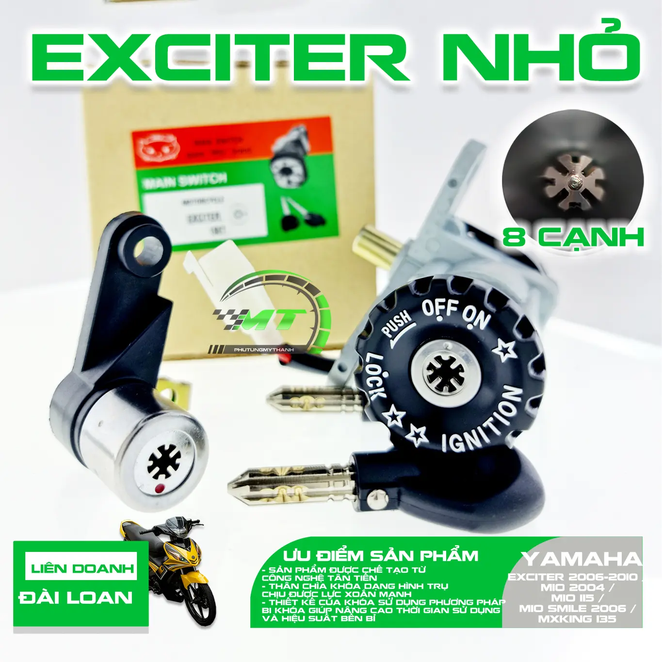 Ổ khóa 8 cạnh chống trộm xe Yamaha Exciter 2010 Phụ Kiện Phụ Tùng key exnhỏ