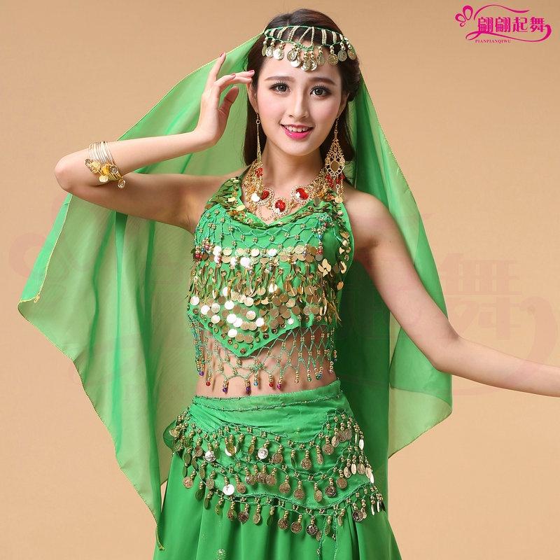 Phụ Kiện Trang Phục Biểu Diễn Khiêu Vũ Ấn Độ, Mũ Đội Đầu, Phong Cách Mới, Múa Bụng, Đồng Xu Treo, Voan, Tập Luyện, Gạc, Khăn Trùm Đầu, Mạng Che Mặt Nữ Áo