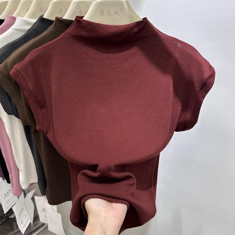 Product Introduction of Áo Thun Cổ Lọ Nửa, ngắn Tay Áo, Áo Dệt Kim, Dành Cho Nữ, Phong Cách Mới Mùa Thu Và Mùa Hè, Áo Sơ Mi Cơ Sở Lớp Bên Trong, Dễ Thương Và Gợi Cảm, Dễ Phối Đồ Ngọt Ngào Và Cay, Năm 2025 9