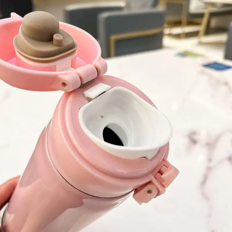 Ấm đun nước 350 / 500ML Bouncy Cap Bình giữ nhiệt, Thép không gỉ 304, Chống rò rỉ, Cốc cách nhiệt chân không, Cách nhiệt, Giữ lạnh và Cách nhiệt 5