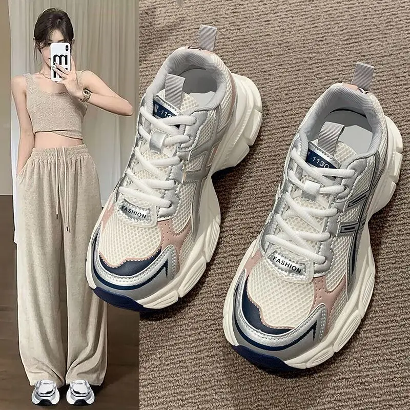 Dad Shoes Đế Dành Cho Nữ, Hàng Mới Về Mùa Hè Và Mùa Thu 2024, Dễ Phối Đồ Tăng Chiều Cao, Giày Chạy Bộ, Lưới Phát Sáng Và Thoáng Khí, Sneaker, Hợp Xu hướng