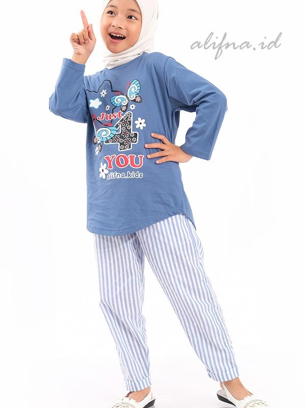 Setelan Anak Perempuan Kaos Katun Terbaru Kekinian usia 5 Sampai 14 Tahun alifna kids02 Baju Celana Fashion 5