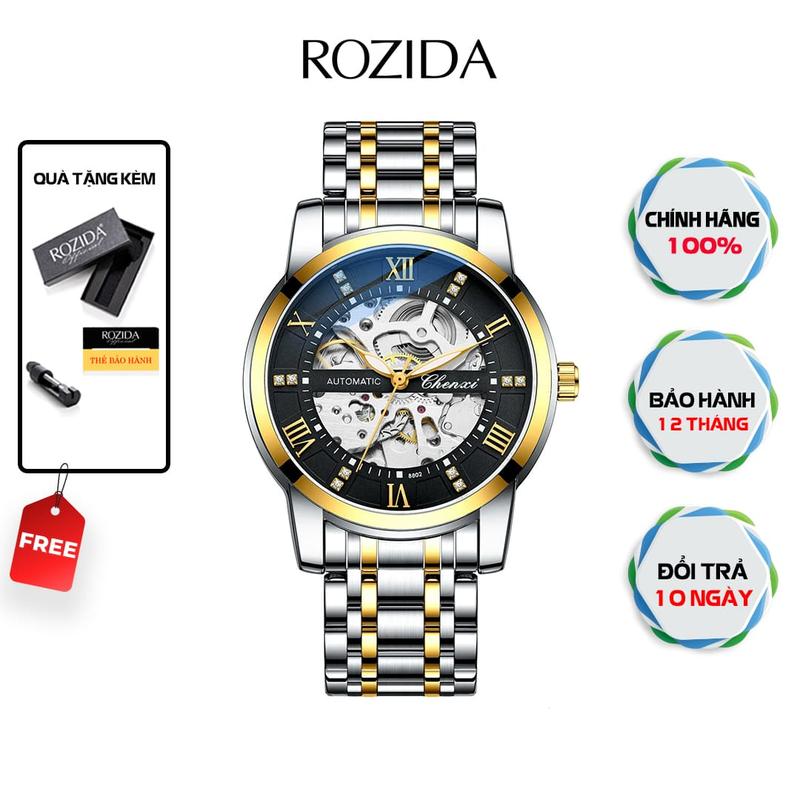 Đồng hồ lộ cơ nam DH59 automatic tự động dây thép chống rỉ cao cấp chống nước 5atm bảo hành 12 tháng Đeo Tay Watch đồng hồ