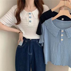 5599 People Collection Design Sense Sweet Cool Unique POLO Collar 2025 Summer Niche Short Sleeve T-Shirt Summer Knitwear