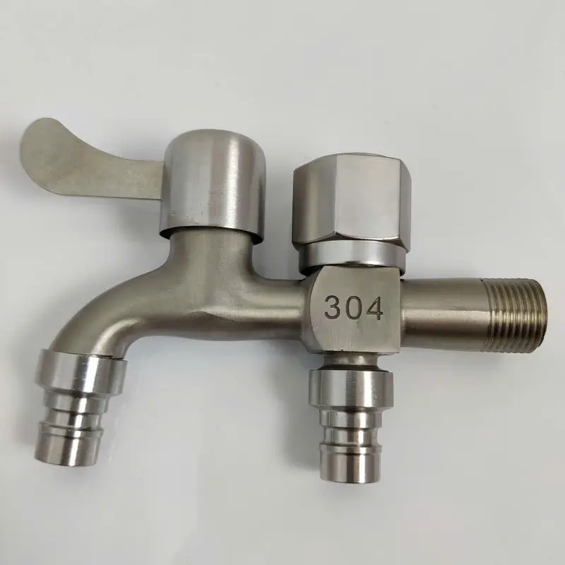 Vòi nước 2 đầu ra inox, Vòi nước 2 đầu cho máy giặt chia nước thành 2 cổng xả độc lập, chất liệu Inox 304 2Bshop 2