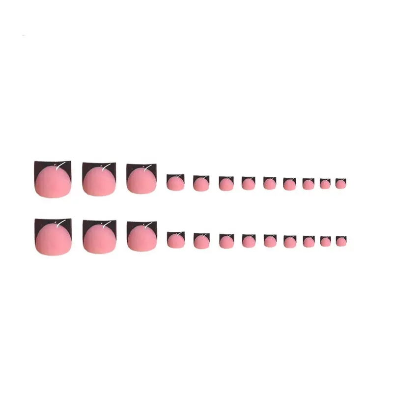 Black French Tip Nails Kit, 48pcs French Style False Nails for Women & Girls, Nail And Toe Press On Nails Manicure Set 5