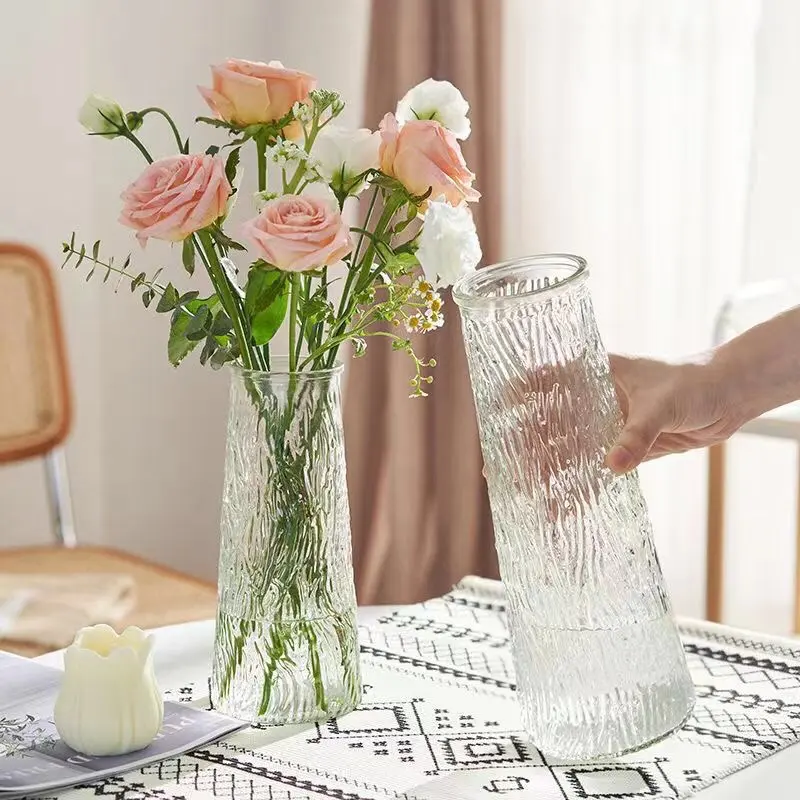 Lọ hoa thuỷ tinh vân sọc cao cấp thích hợp cắm nhiều loại hoa Hiện đại